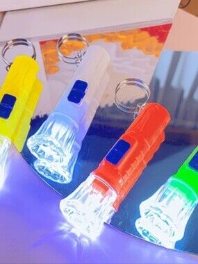 2 Mini Colorful LED Flashlight Keychains Random Pull